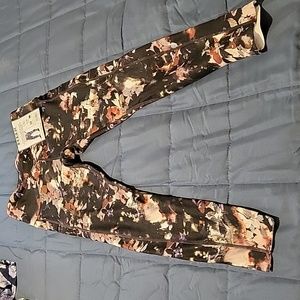 RBX 7/8 ankle squat proof leggings- raining petals black